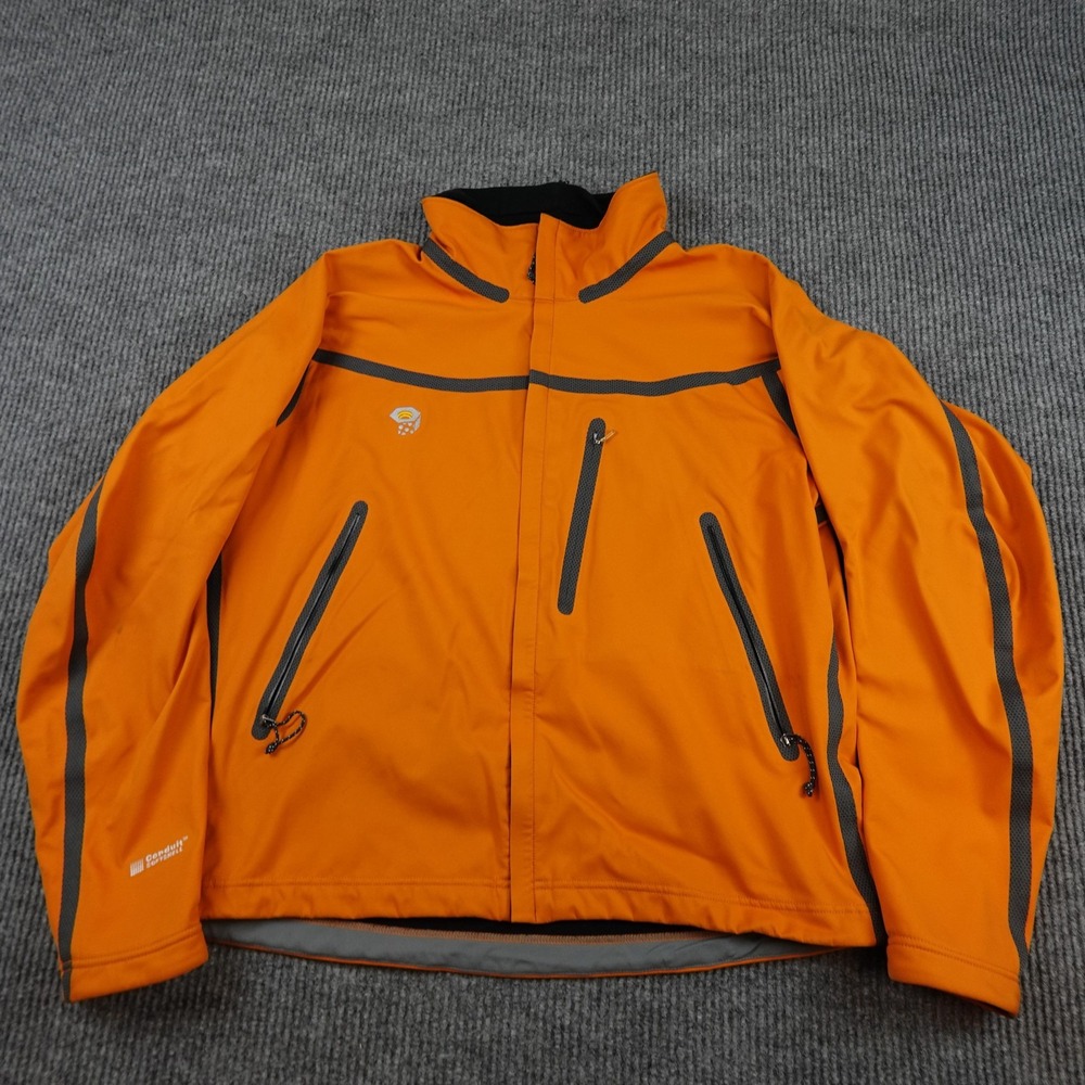Mountain Hardwear Conduit Softshell Jacket Mens Large Orange Full Zip Hiking